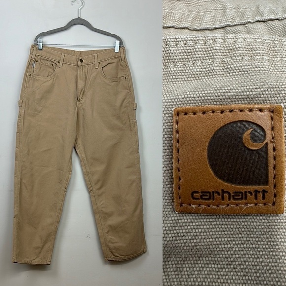 Carhartt Other - Carharrt 36x 30 Cargo Carpenter Style Pants Tan Dungaree Loose Fit